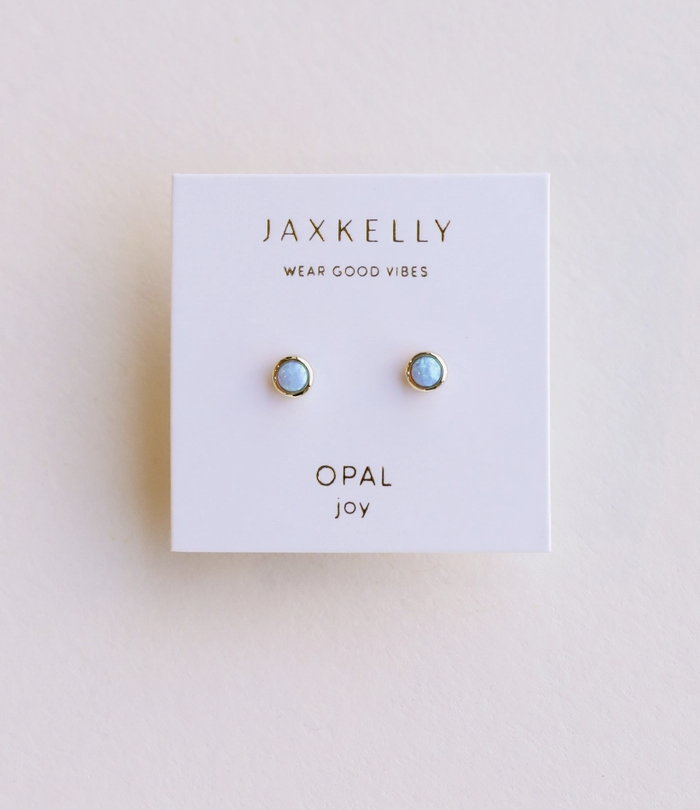JaxKelly Fire Opal Simple Stud Earring