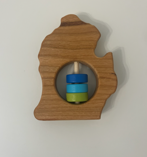 Bannor Toys Michigan Wooden Baby Rattle (2 Color Schemes Available!)