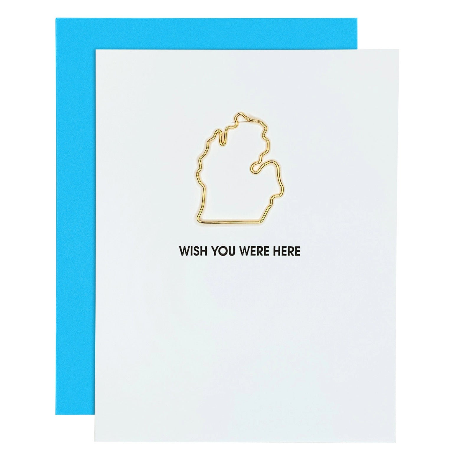 Wish You Were Here Michigan letterpress Greeting Card