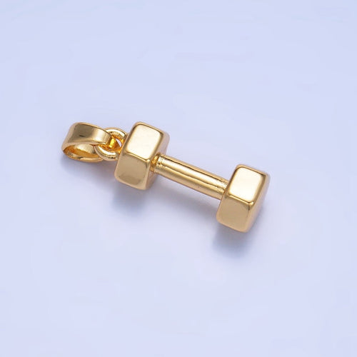 24K Gold Filled Barbell Dumbbell Lifting Fitness Charm