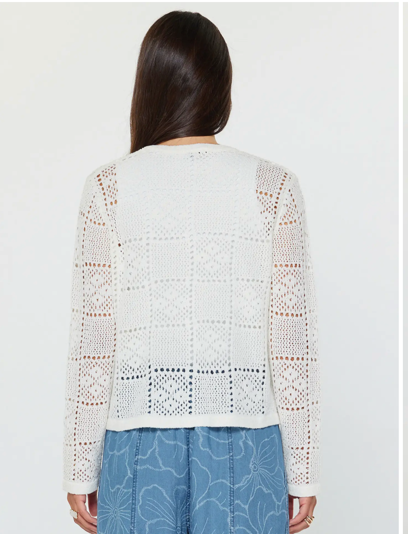 Current Air Open Knit Button Down Cardigan