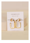 JaxKelly Cream Enamel Large Rectangle Gold Hoop Earrings