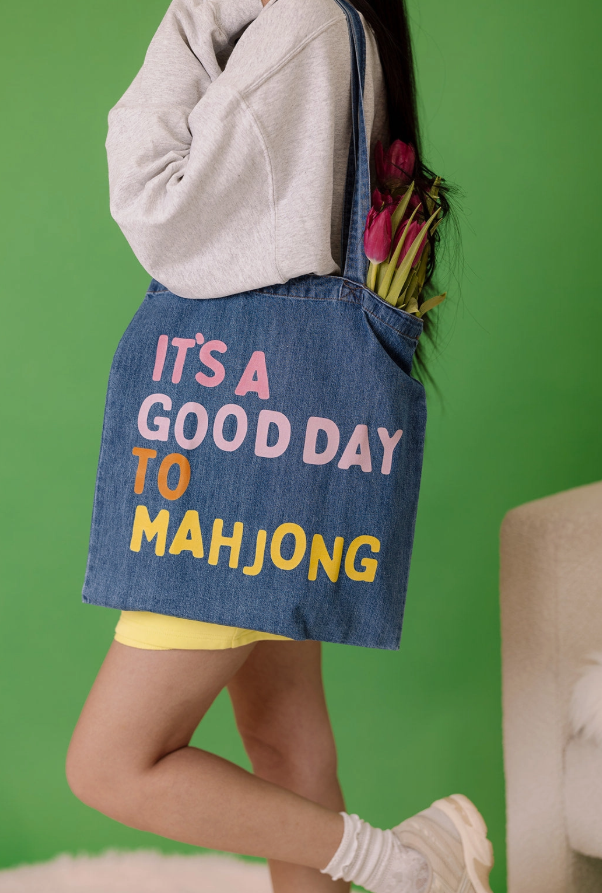 Girl Tribe - It's A Good Day To Mahjong Denim Tote