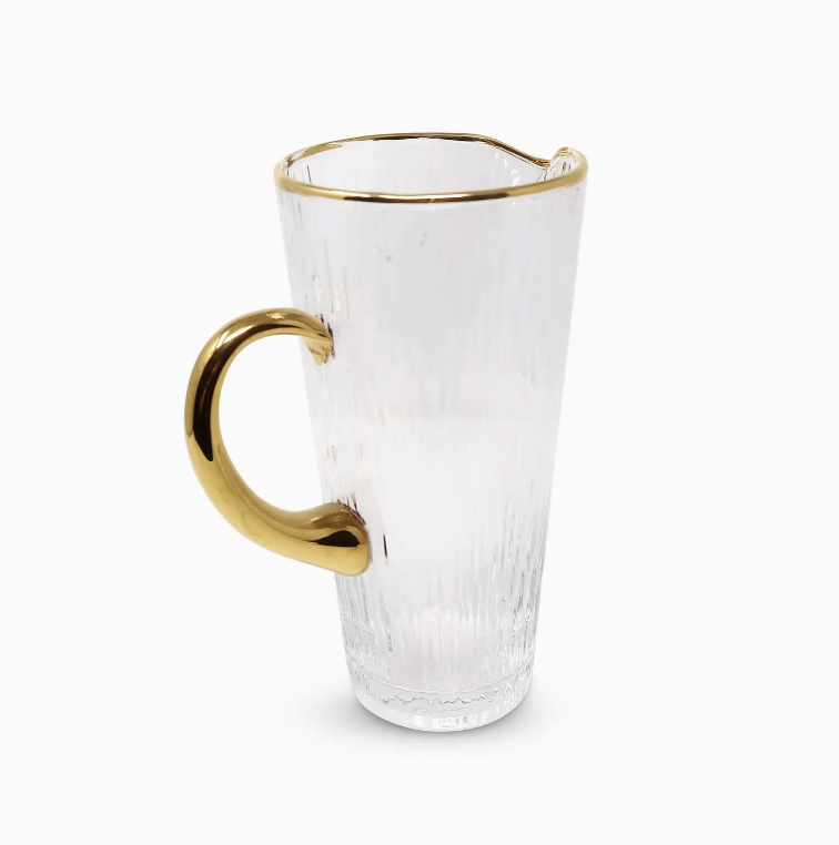 Vivience Clear Pitcher with Gold Handle & Rim