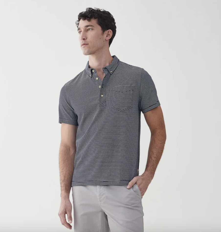 Surfside Supply Michael Placket Polo in Navy Heather
