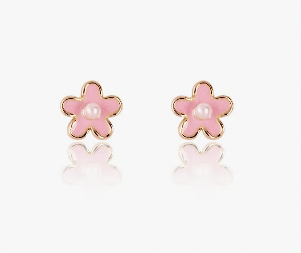 Girl Nation Pink Fancy Flower Cutie Stud Earrings