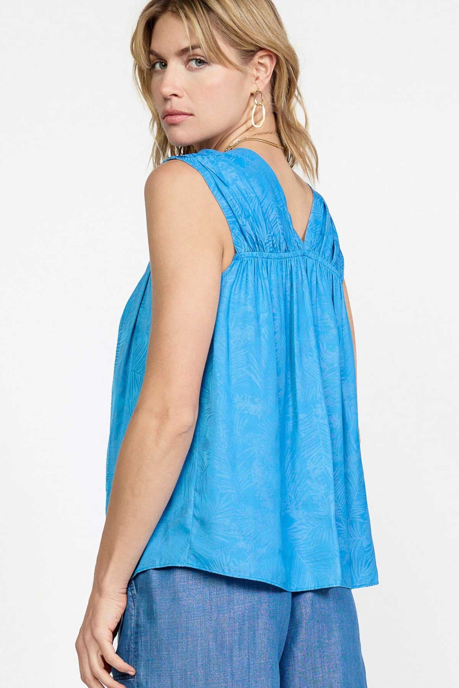 Current Air Split V Neck Short Sleeve Blouse