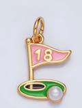 24K Gold Filled Golf Course Pearl Enamel Charm in Gold & Silver