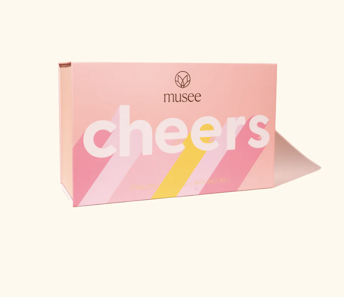 Musee Cheers Wine Glass + Bath Salts Set