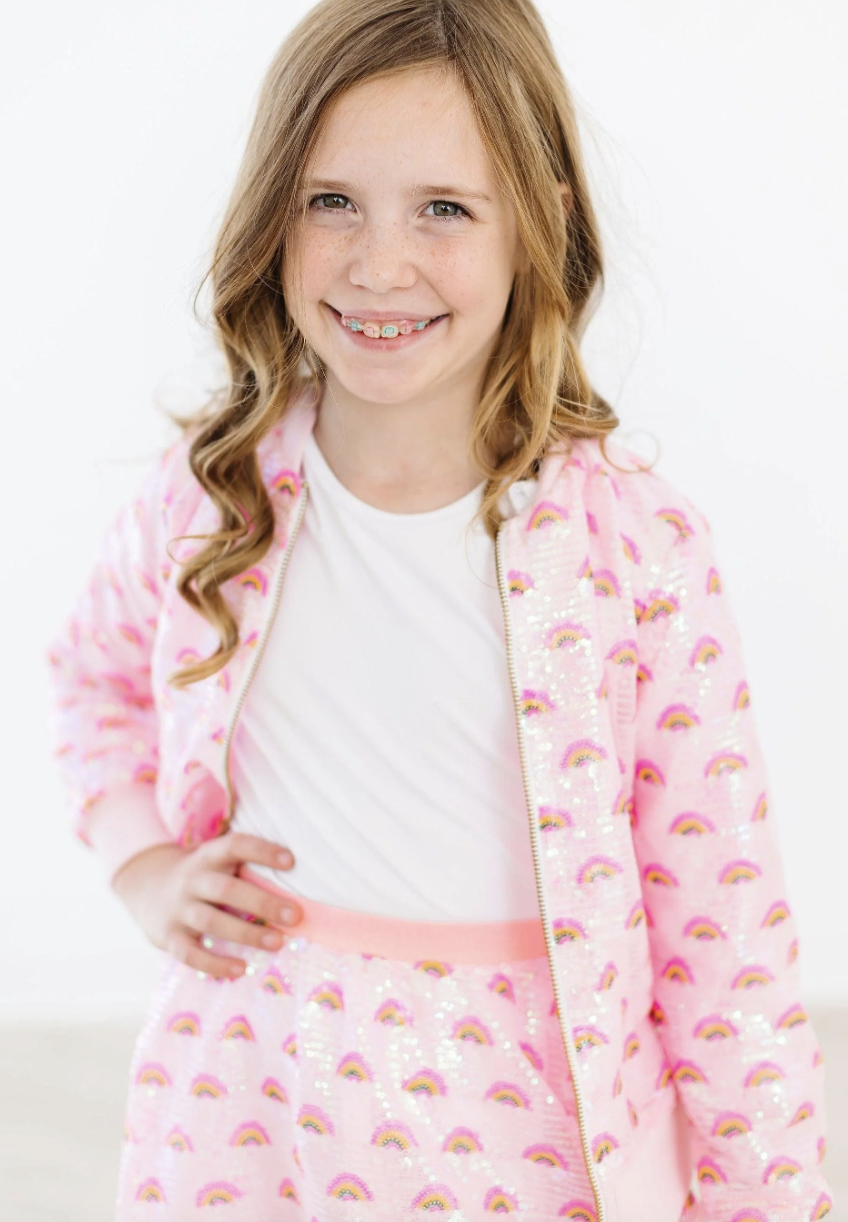 Mila & Rose Pink Rainbow Sequin Jacket