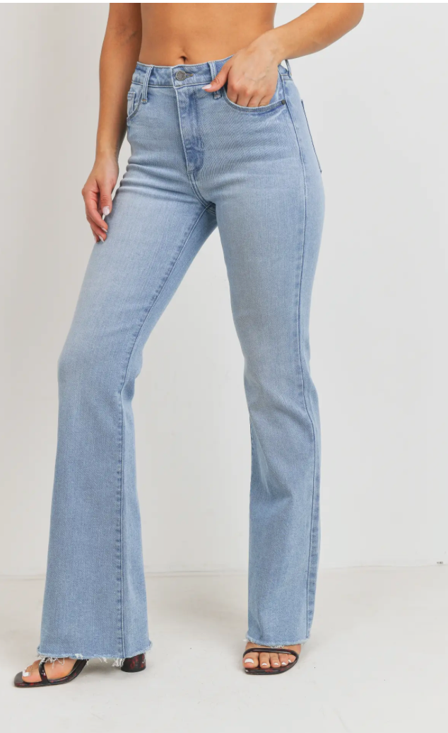 Just Black Denim Light High Rise Scissor Cut Flare