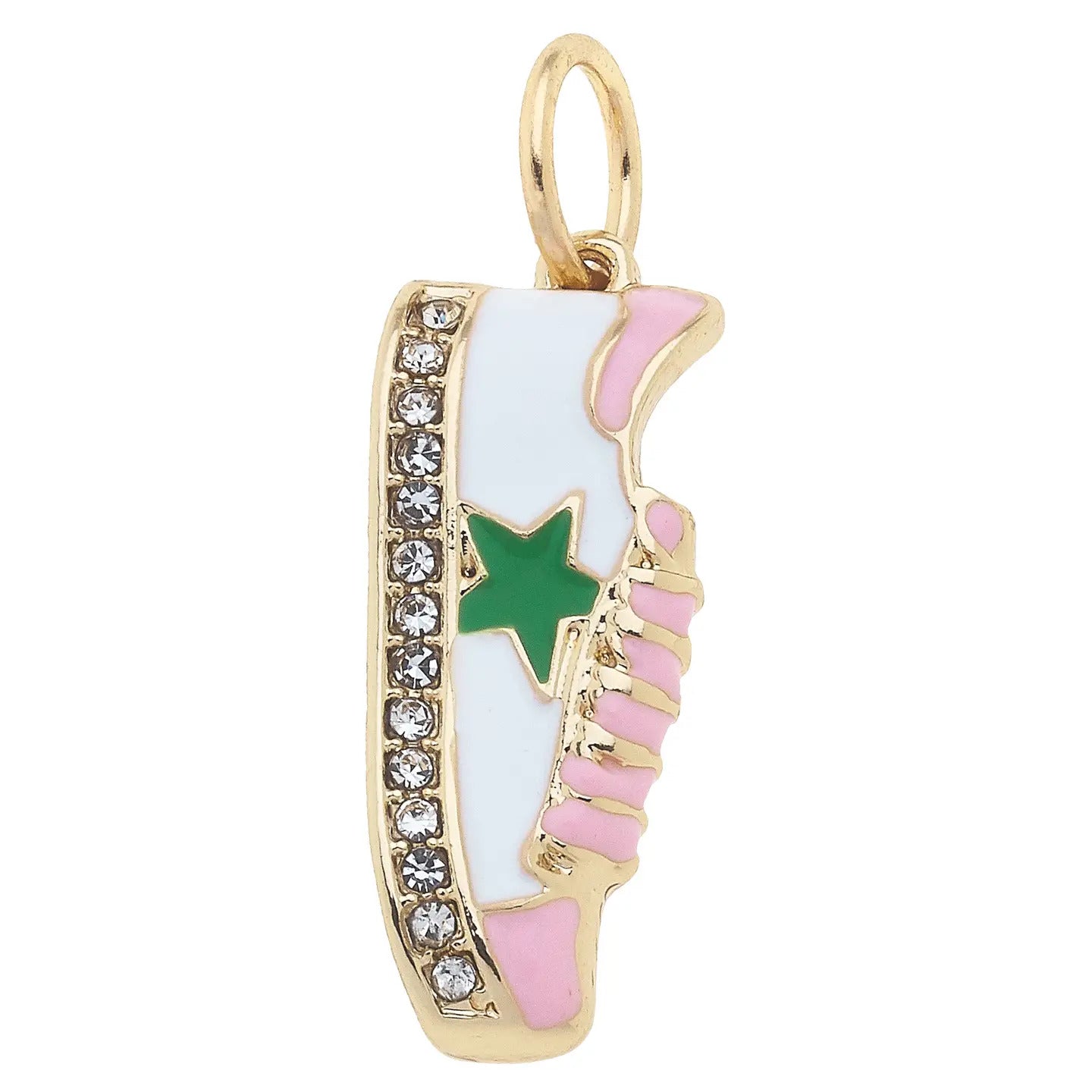 Star Sneaker Charm in White & Light Pink