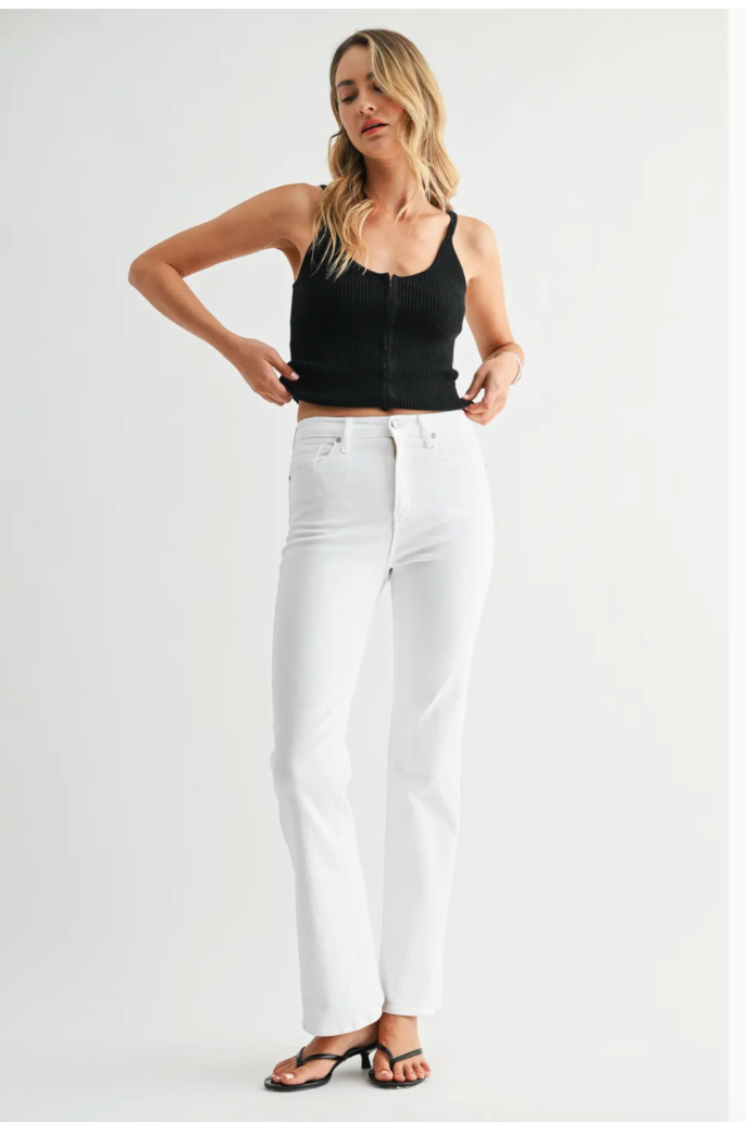 Just Black Denim White Vintage Relaxed Slight Flare