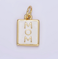 "Mom" White Enamel Tag Charm