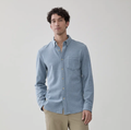 Surfside Supply Double Knit Button Up in Heather Blue