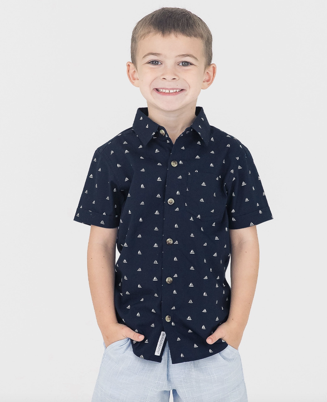 Ruggedbutts Navy Sailboats Button Down Shirt