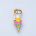 24K Gold Filled Mini Ice Cream Cone Dessert Enamel Charm