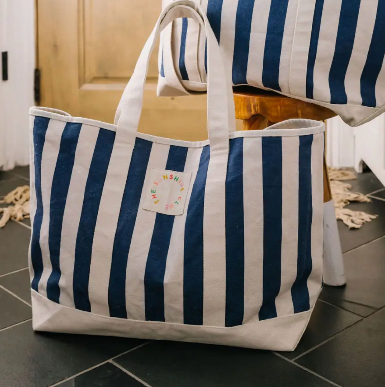 Navy Stripe Canvas Tote