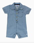 Ruggedbutts Light Wash Denim Button-Up Romper