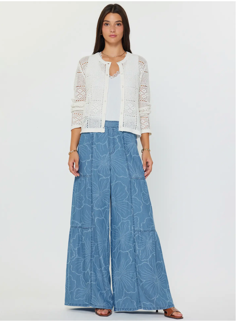 Current Air Open Knit Button Down Cardigan