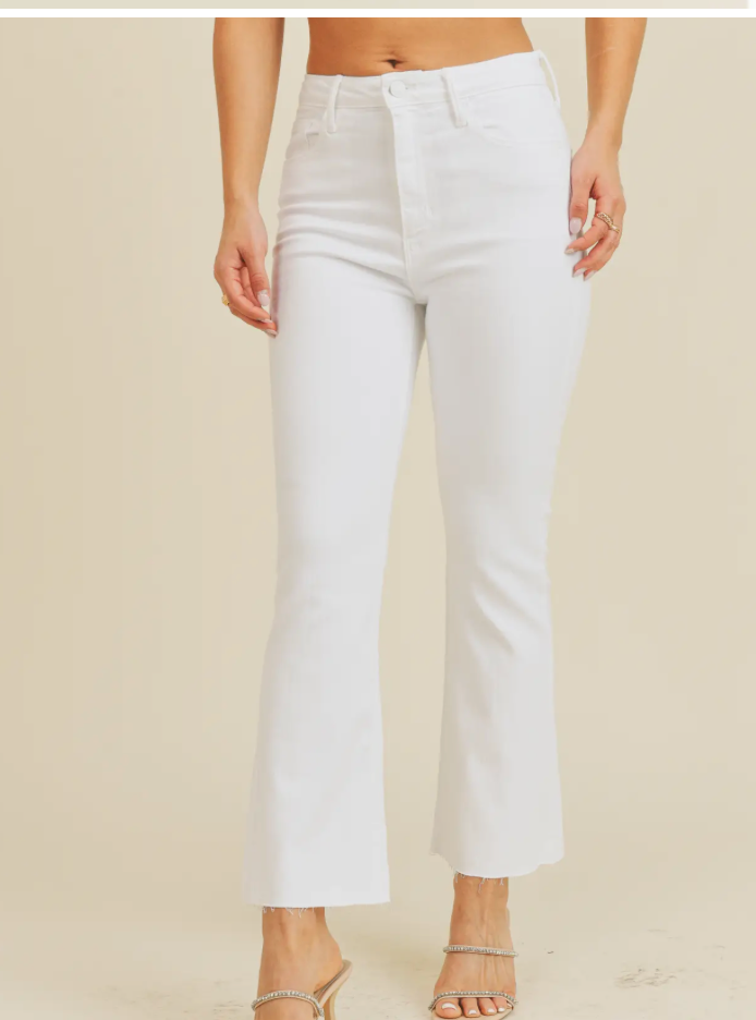 Just Black Denim Optic White - High Rise Tonal Crop Flare