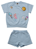 Petite Hailey Patched Set in Blue