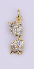 24K Gold Filled Micro Paved Cz Sunglasses Eyewear Charm in Gold & Silver