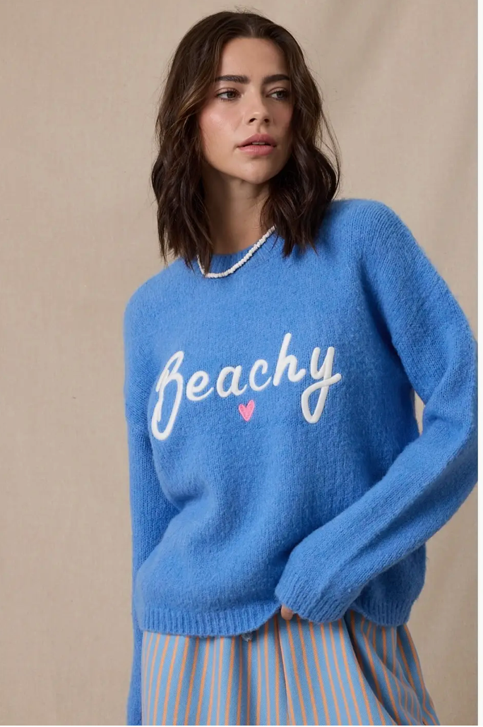 Wishlist Beachy Brushed Sweater In Costal