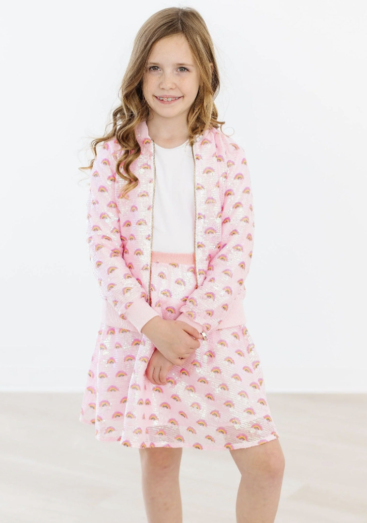 Mila & Rose Pink Rainbow Sequin Jacket