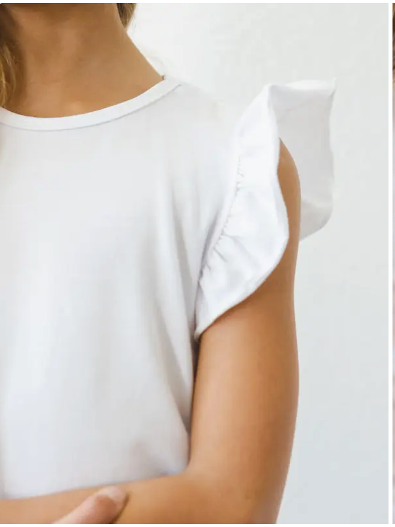 Mila & Rose White S/S Ruffle Tee