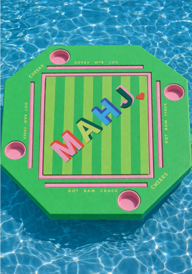 Girl Tribe - Floating Mahjong Tile Mat in Mahj Block in Green and Pink