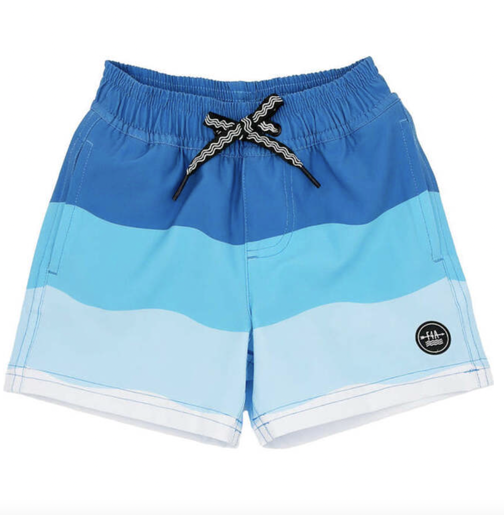 Feather 4 Arrow Wave Stripe Volley Trunk in Seaside Blue