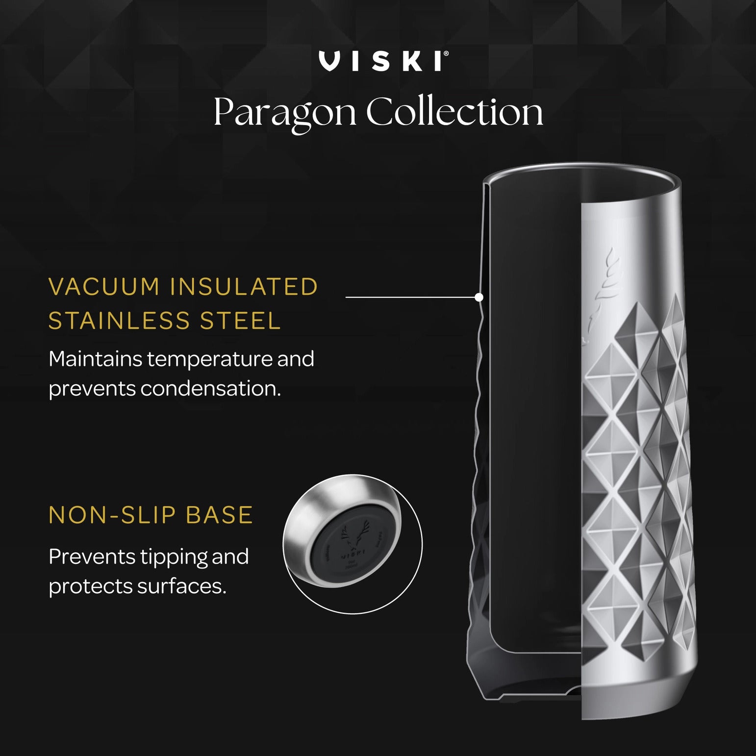 Viski Paragon Insulated Ceramic Coated Champagne Tumbler - Gold