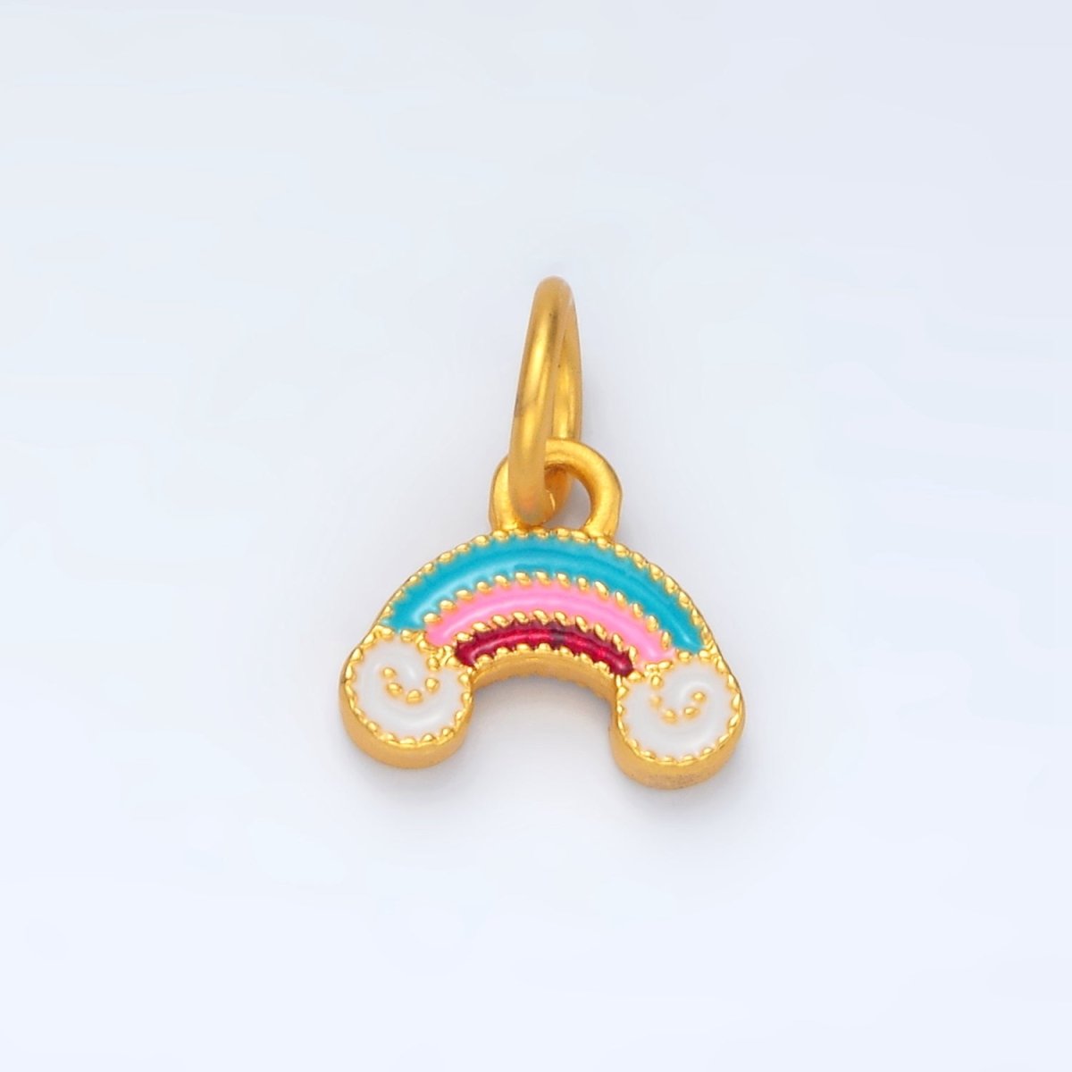 24K Gold Filled Mini Rainbow Cloudy Weather Enamel Charm