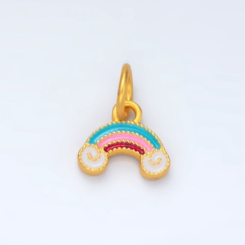 24K Gold Filled Mini Rainbow Cloudy Weather Enamel Charm