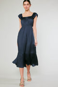Current Air Square Neck Ruffled Sleeve Dress