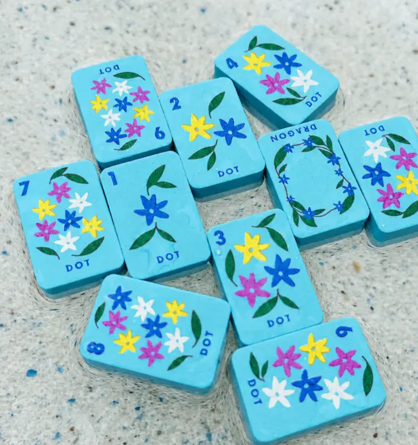 Girl Tribe - Floating Mahjong Tiles in Bright Blue For the Pool