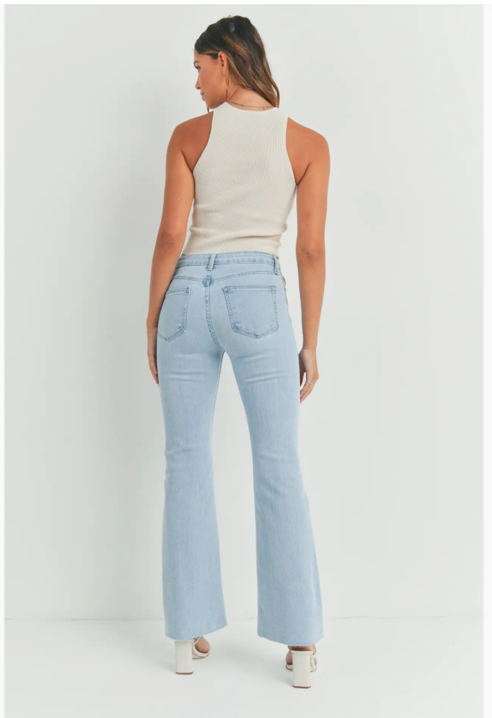 Just Black Denim Light High Rise Scissor Cut Flare