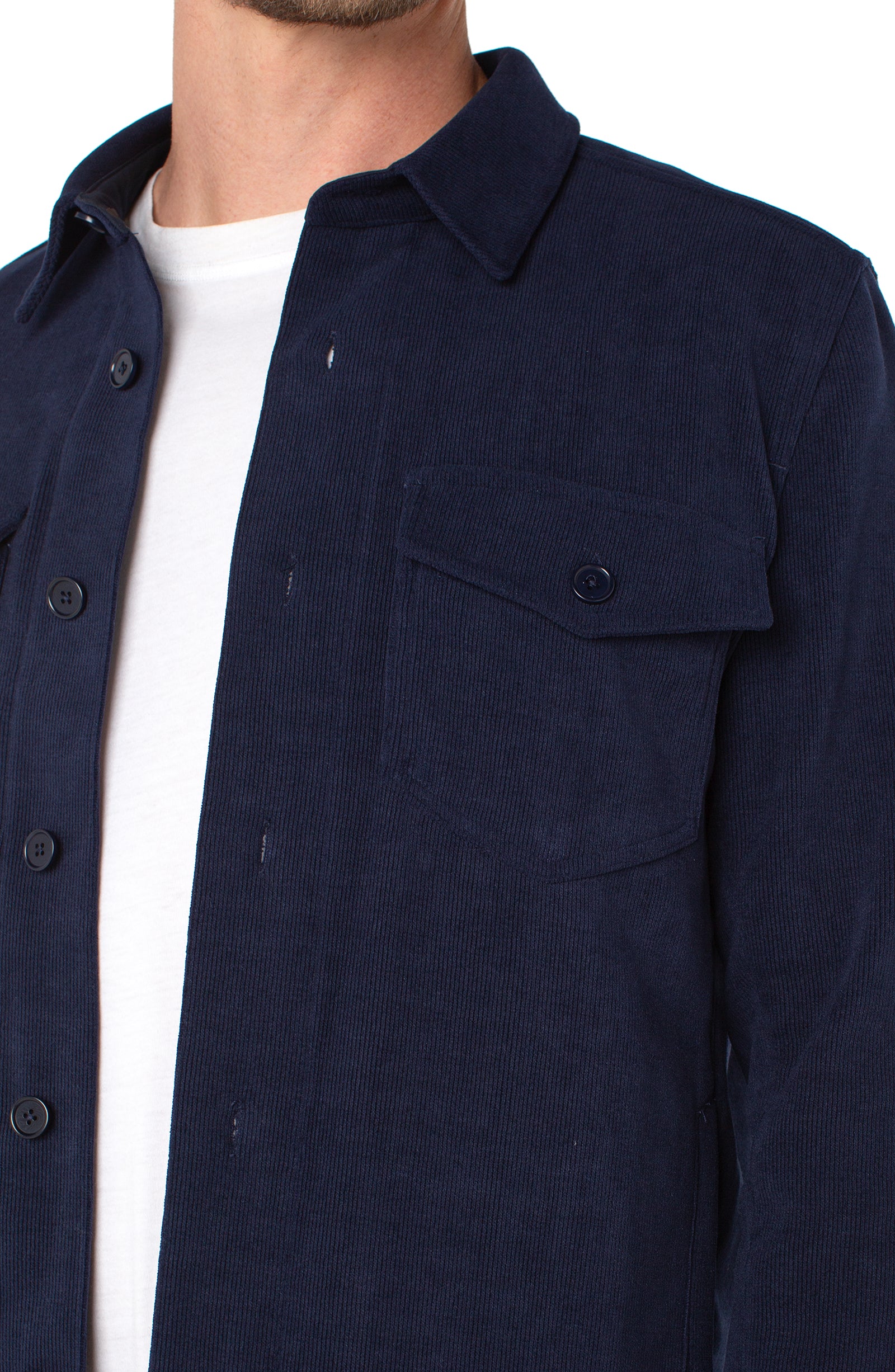 Liverpool Men's Knit Corduroy Overshirt in Midnight Blue
