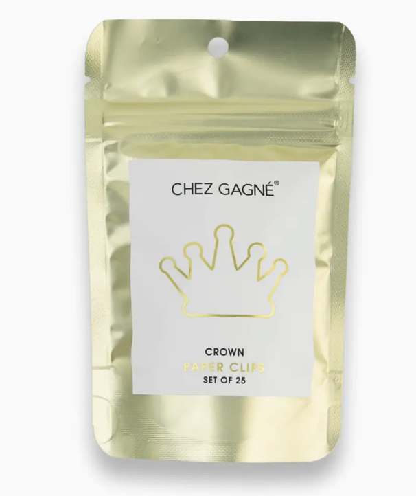 Chez Gagne- Crown - Unique Gold Plated Paper Clips - Pack of 25