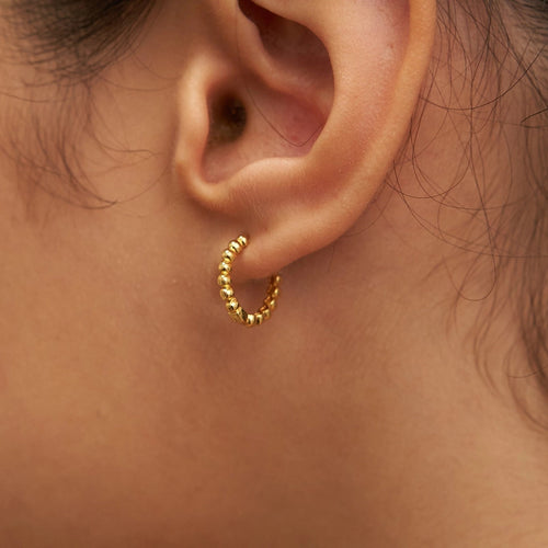 Brenda Grands 18K Gold Dainty Beaded Hoops