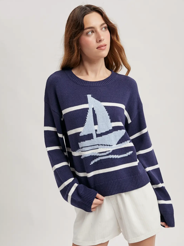 Wishlist Sailboat Striped Sweater