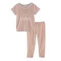 KicKee Pants Blush Big Sister Short Sleeve Applique Pajama Set