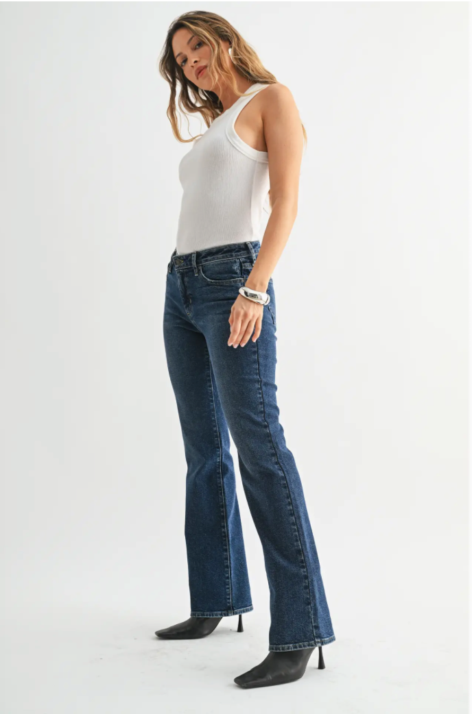Just Black Denim Dark Low Rise Vintage Slim Bootcut
