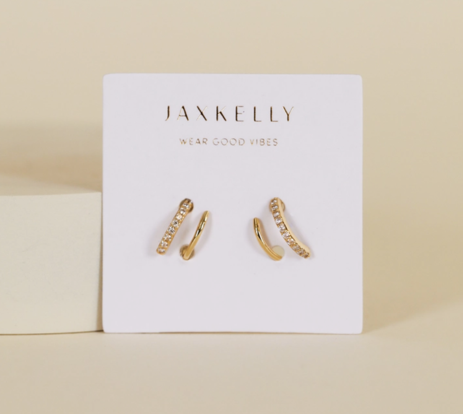 JaxKelly Pave Spiral Gold Earrings