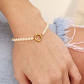 18K Gold Glass Pearl Charm Keeper Bracelet