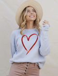 Oat Collective Heart Foil Fleece Pullover
