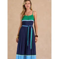 Current Air Color Block Pleated Sleeveless Maxi Dress