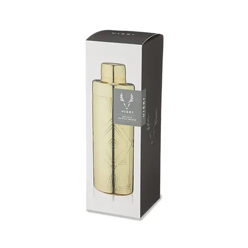 Art Deco Gold-Plated Cocktail Shaker w/ Built-in Strainer