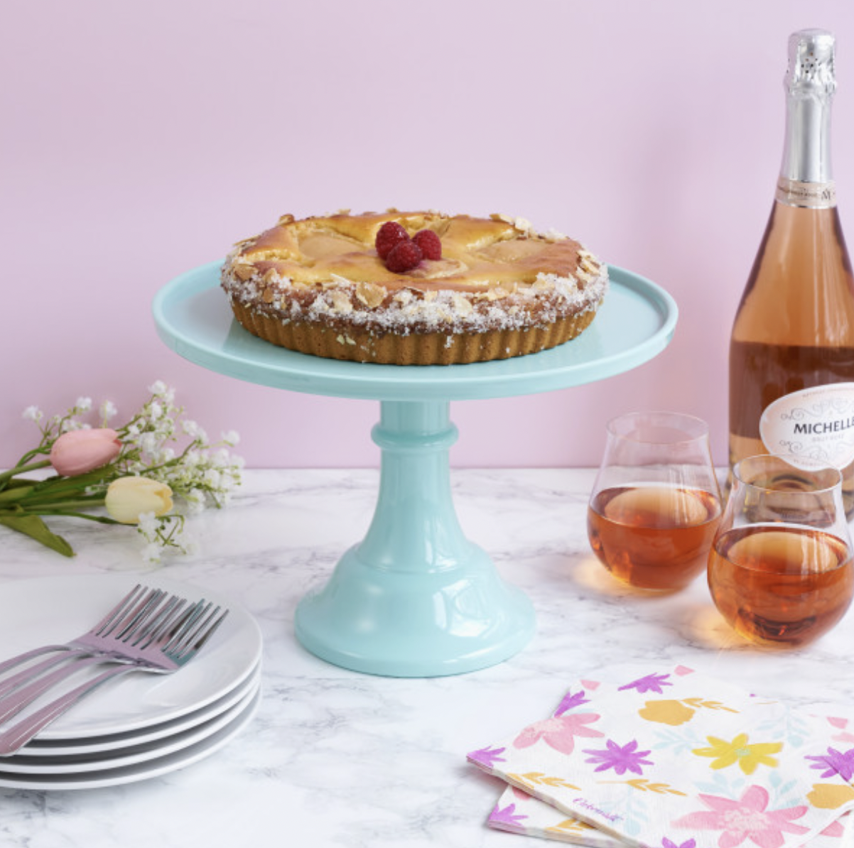 Twine Collapsable Melamine Cake Stand in Mint